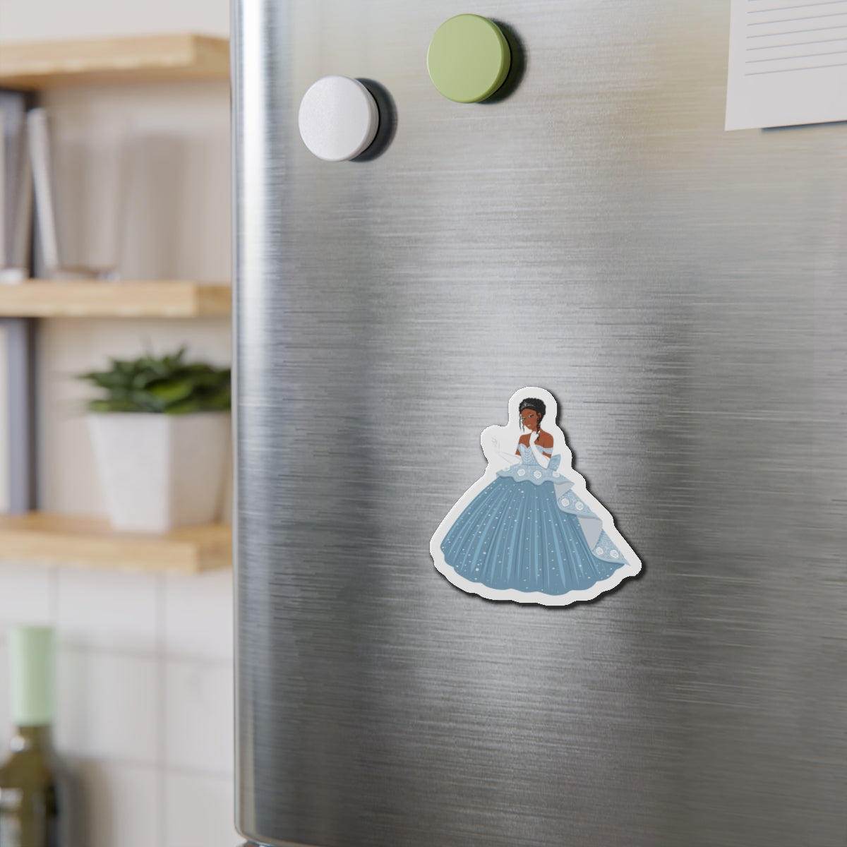 Princess Magnet — Elegant Blue Ball Gown Die-Cut Refrigerator Magnet